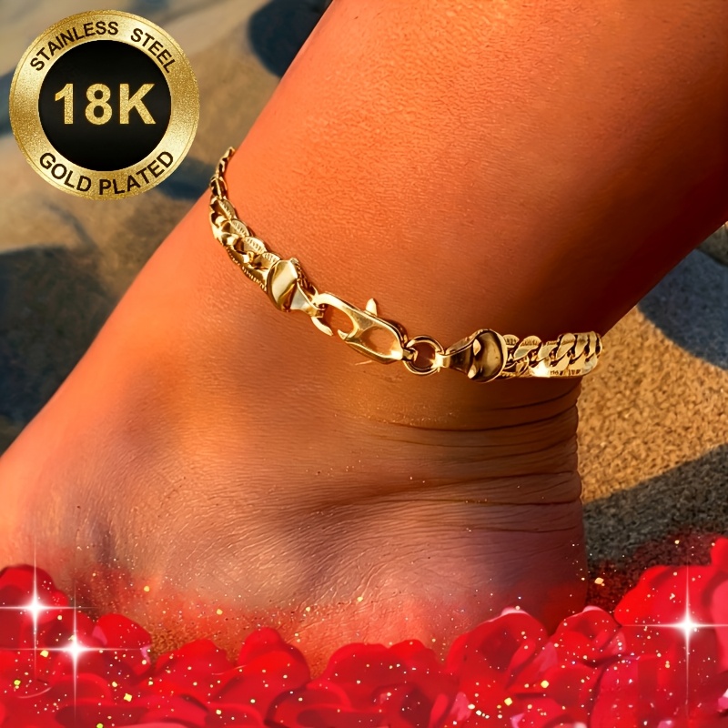 Women's 18K Gold-Plated Anklet with Birthstone, Elegant Design