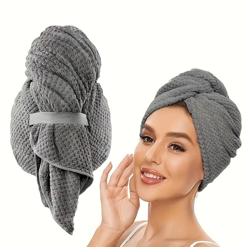 

Ultra-absorbent Microfiber Hair Towel Wrap For Women - Quick Dry, Anti-frizz With Elastic Band Hair Towels Wrap Hair Drying Microfiber Towel