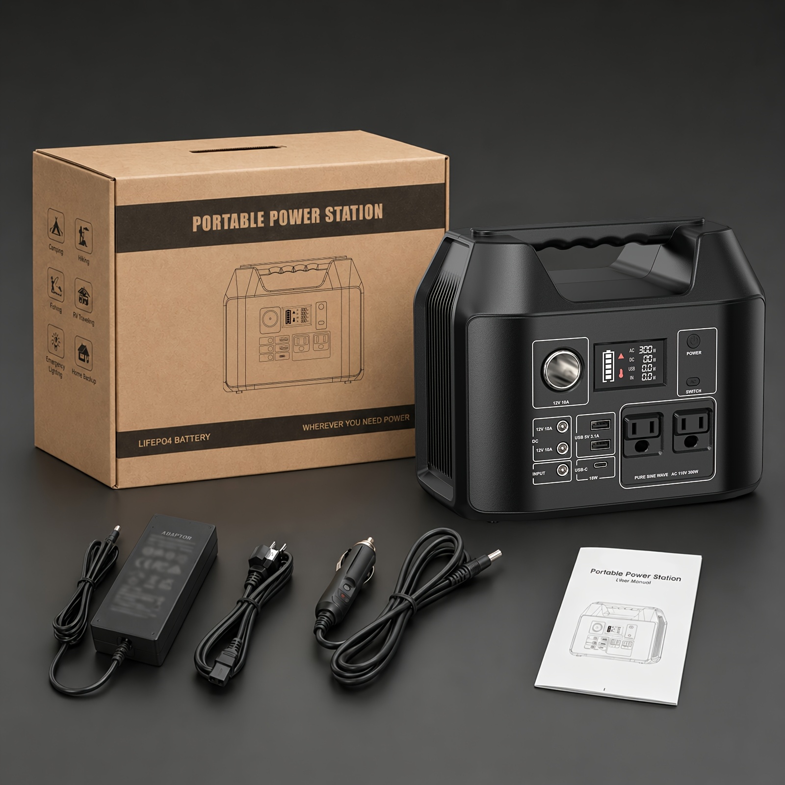 300w 150w 100w portable power station solar generator - Temu