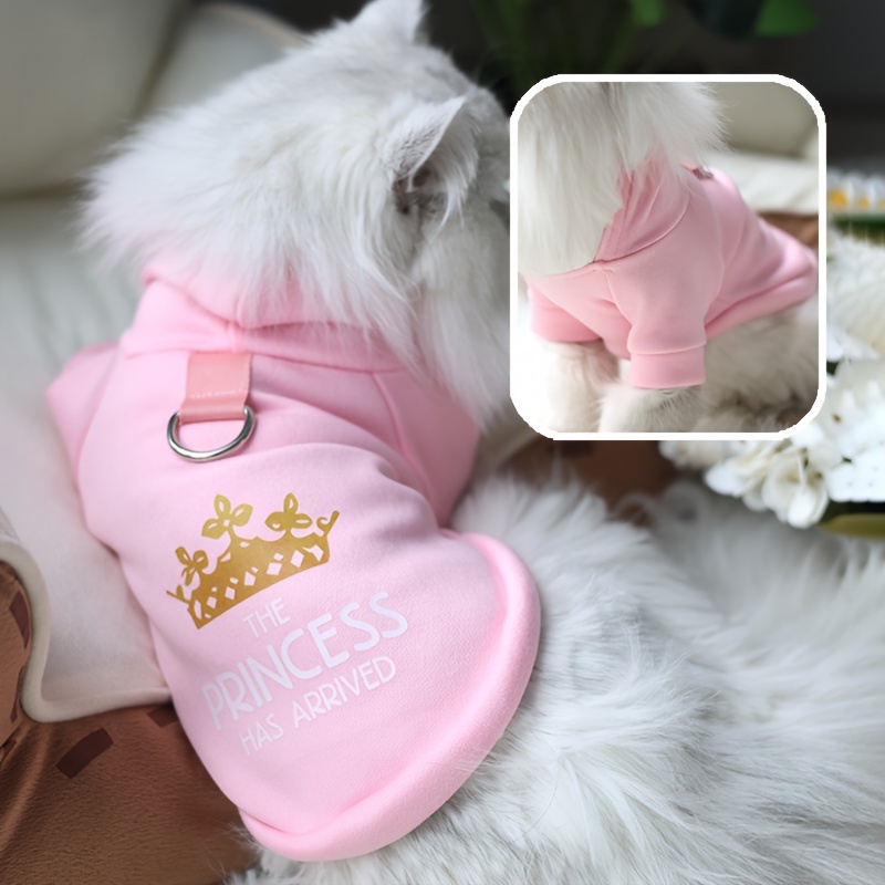 TEMU ファイバー生地裏地付きフード付きスウェットシャツ 犬・猫用 秋冬服 リードループファスナー付きアパレル