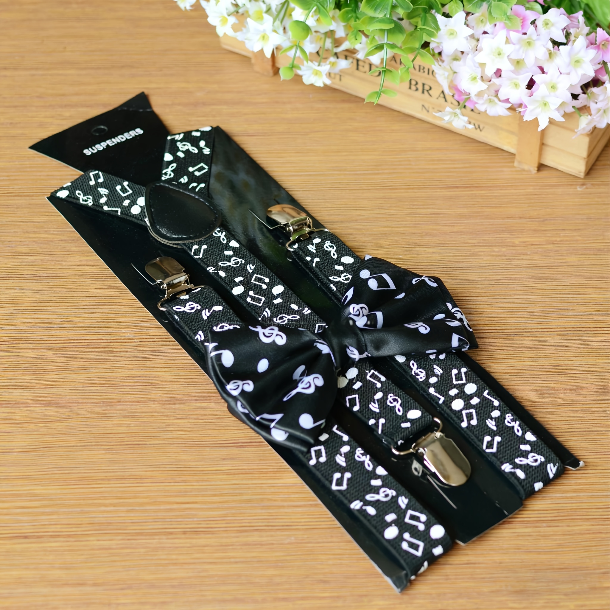 TEMU Two-piece Everyday Versatile Elastic Adjustable Trousers With Suspenders, Performance Party Fashion Set, Fashionable Gift For , For Holiday