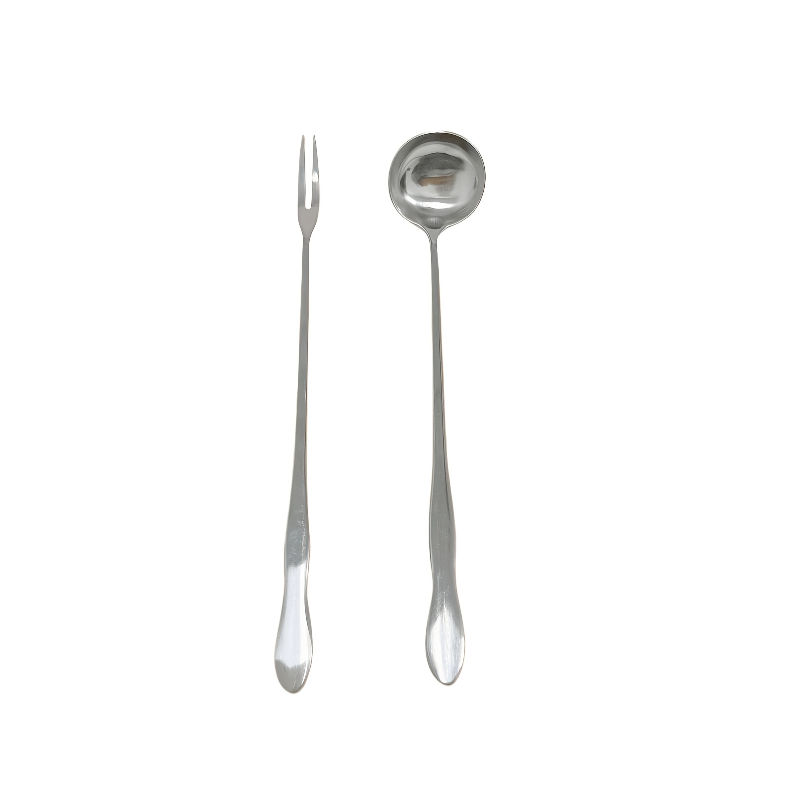 TEMU 2개입 긴 손잡이 스테인리스 스틸 소시지 포크 + 오일 필터 올리브 스푼 주방 소시지 병 음식 따기 도구 세트