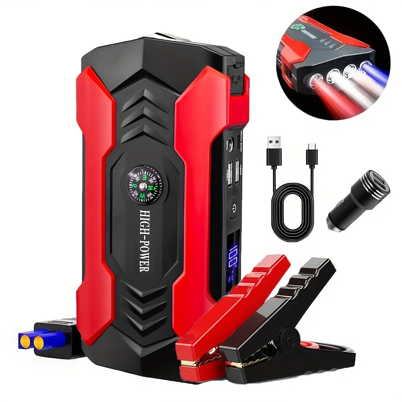 

Car Jump , 3000a Car Battery Charger, 12v Jump Box Jumper Battery Pack (up To 10l Gas Or 8.5l Diesel) With Portable Charger, Emergency Led Light, Escape Safty Hammer, Compass