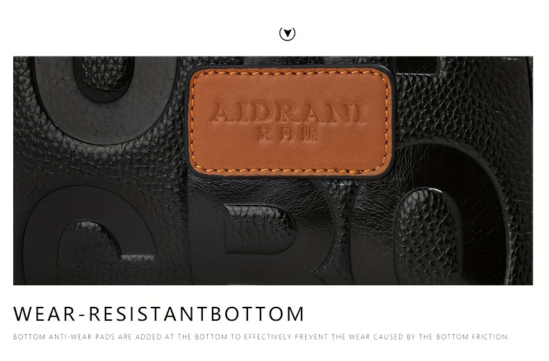 genuine genuine leather womens handbag   handbag with brown genuine leather accents embossed letter design large capacity handbag for everyday use genuine leather purse Product details 12