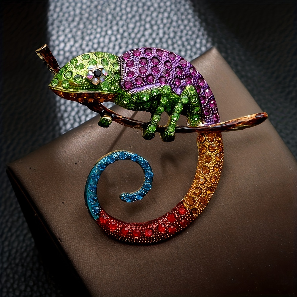 

1pc Vintage Style Lizard Chameleon Brooch, Enamel Animal Coat Pin, Fashion Jewelry Accessory For Daily And Party - Alloy Material, Brooch | Animal Design | Intricate Detailing