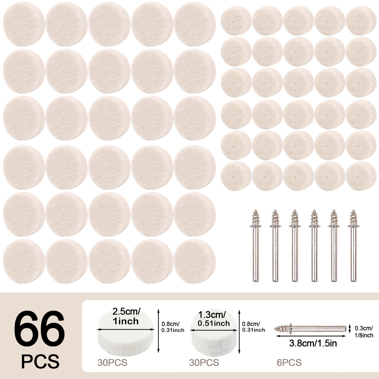 Image of 66pcs Polishing And Buffing Set, Assorted Polishing Wheels & Grinding Heads, 1/8 Inch Shank Fit Rotary Tools, Complete Sanding Kit For Metal, Wood, Jewelry, Watch And Craft Polishing