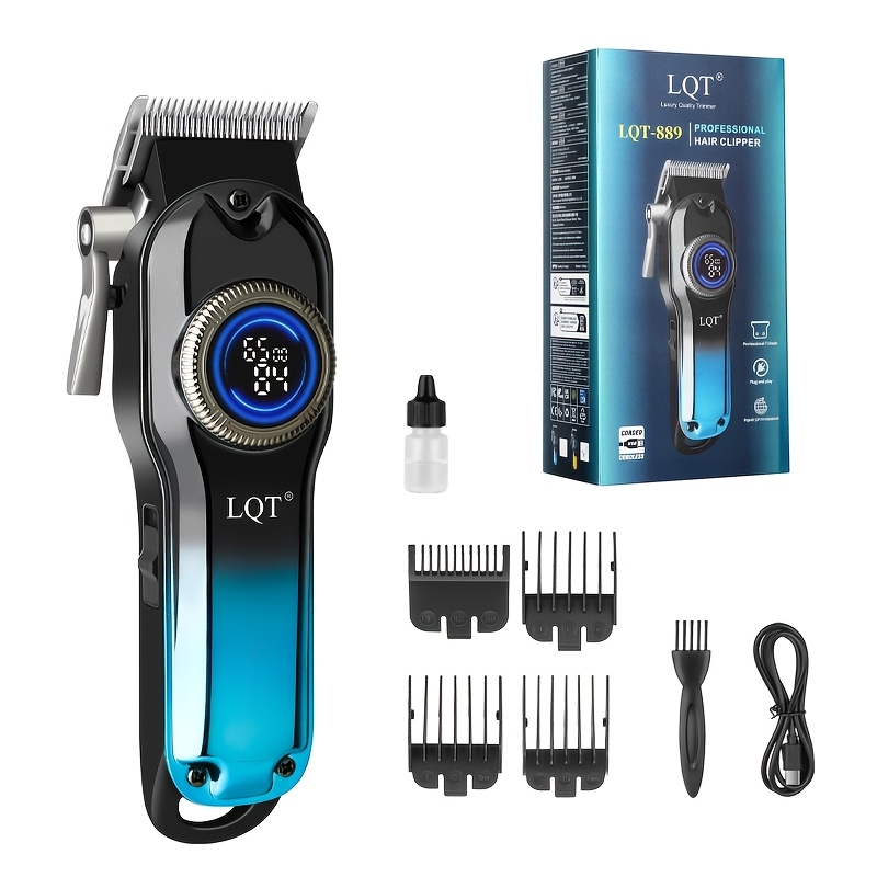 TEMU Lqt 1/2pcs Blue Hair Clipper, Rechargeable Men's Professional Hair Clipper, Foil Trimmer, Clipper Single-piece Set, Suitable For Home And Hair