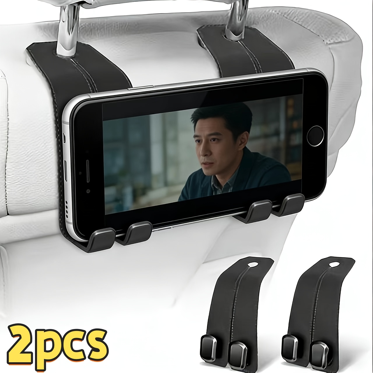 TEMU 8pcs/5pcs/2pcs Car Seat Back Cover Features An Invisible Hook Design With -hook Load-bearing Capacity, Suitable For Storing Bags, Umbrellas, And
