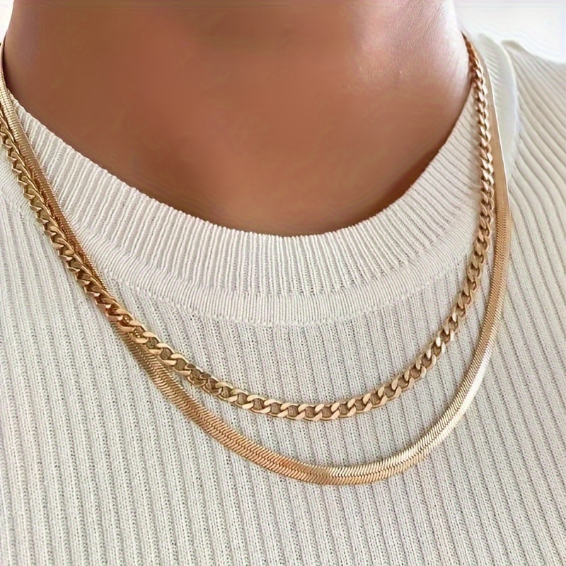 Men's Gold plated Double layered Twisted Thick Chain - Temu