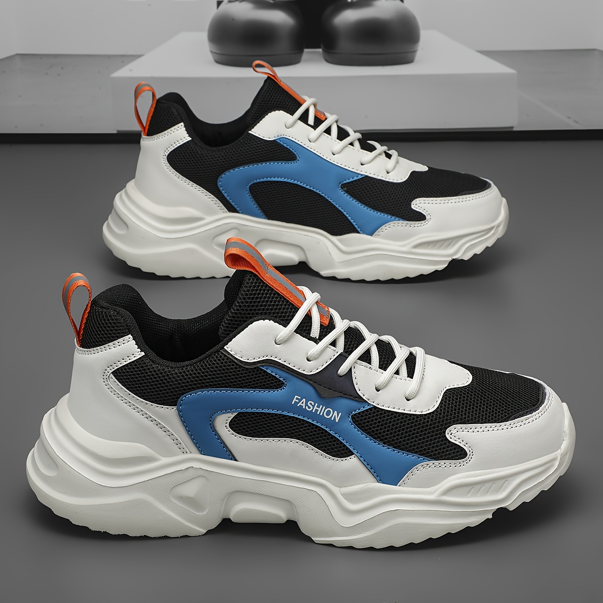Lightweight Breathable Non Slip Platform Shoes, Lace Up Comfy Sneakers For Street Walking - All Seasons Men's Comfy Shoes
