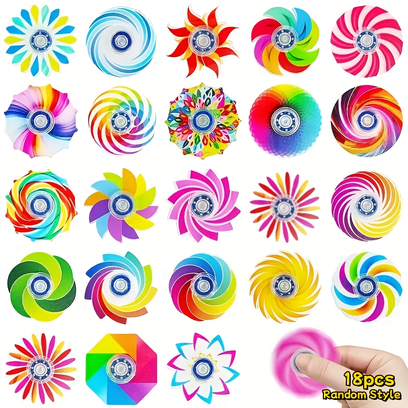 Image of 18pcs Assorted Acrylic Fidget Spinners Party Favors, Mini Finger Spinners, No Batteries Required, Durable Plastic, Perfect For Classroom Prizes, Candy Bag Fillers, Novelty Toys, Random Styles