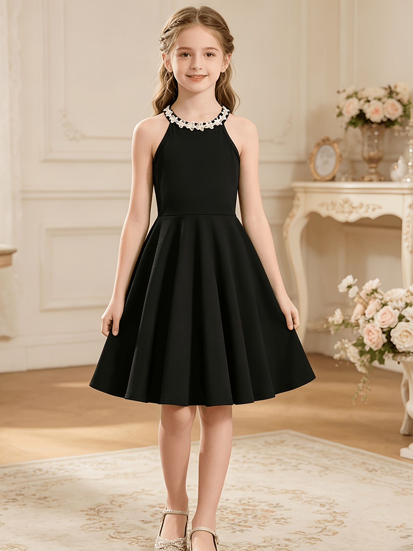black white dress girls sold on Temu United States