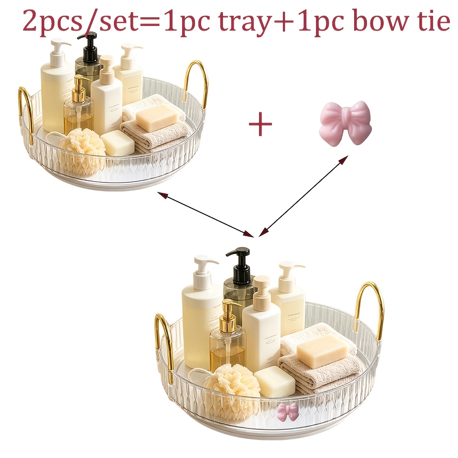 TEMU Rotating Cosmetic Organizer With Light Luxury , Transparent Desktop Storage Box For Vanity, Skincare, Perfume, Lipstick, And Eyeshadow Palette