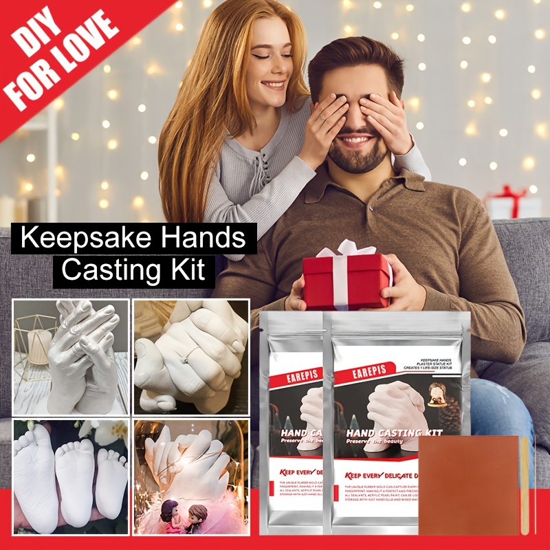 

[1 Diy Couples 3d Hand Modeling Kit] Diy Casting Kit For Couples, 3d Hand Modeling Craft Set, Uncharged, Non-laser, White, With Reusable Molding Materials For Valentine's Day & Christmas Gifts