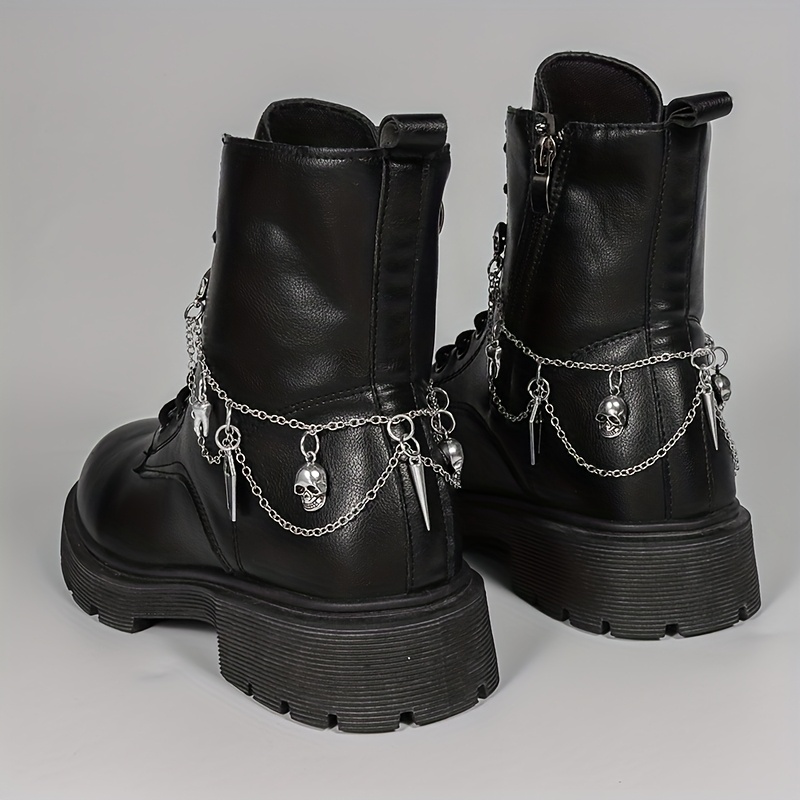 E-shop 2 Stück Schwarze Kreuz-Schädel--Zähne-Mehrzweckkette, Gothic DIY Schuhaccessoires, Unisex Alltagsschmuck, Perfektes Geschenk, Vielseitige