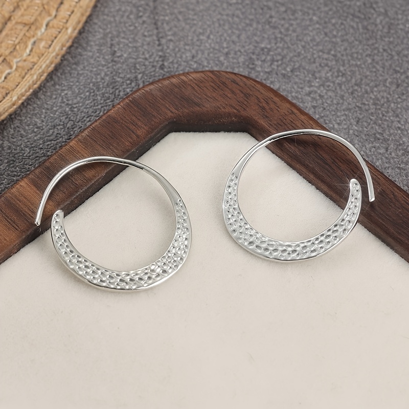 2D Copper Bohemian Half Moon Rings, Handmade Tribal Earrings