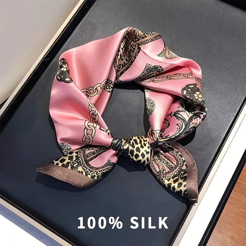E-shop 100% Eleganter Blumen- und Leopardenmuster-Schal, 27,6 Zoll, atmungsaktiv und nicht dehnbar, für die Außendekoration, Handwäsche oder chemische