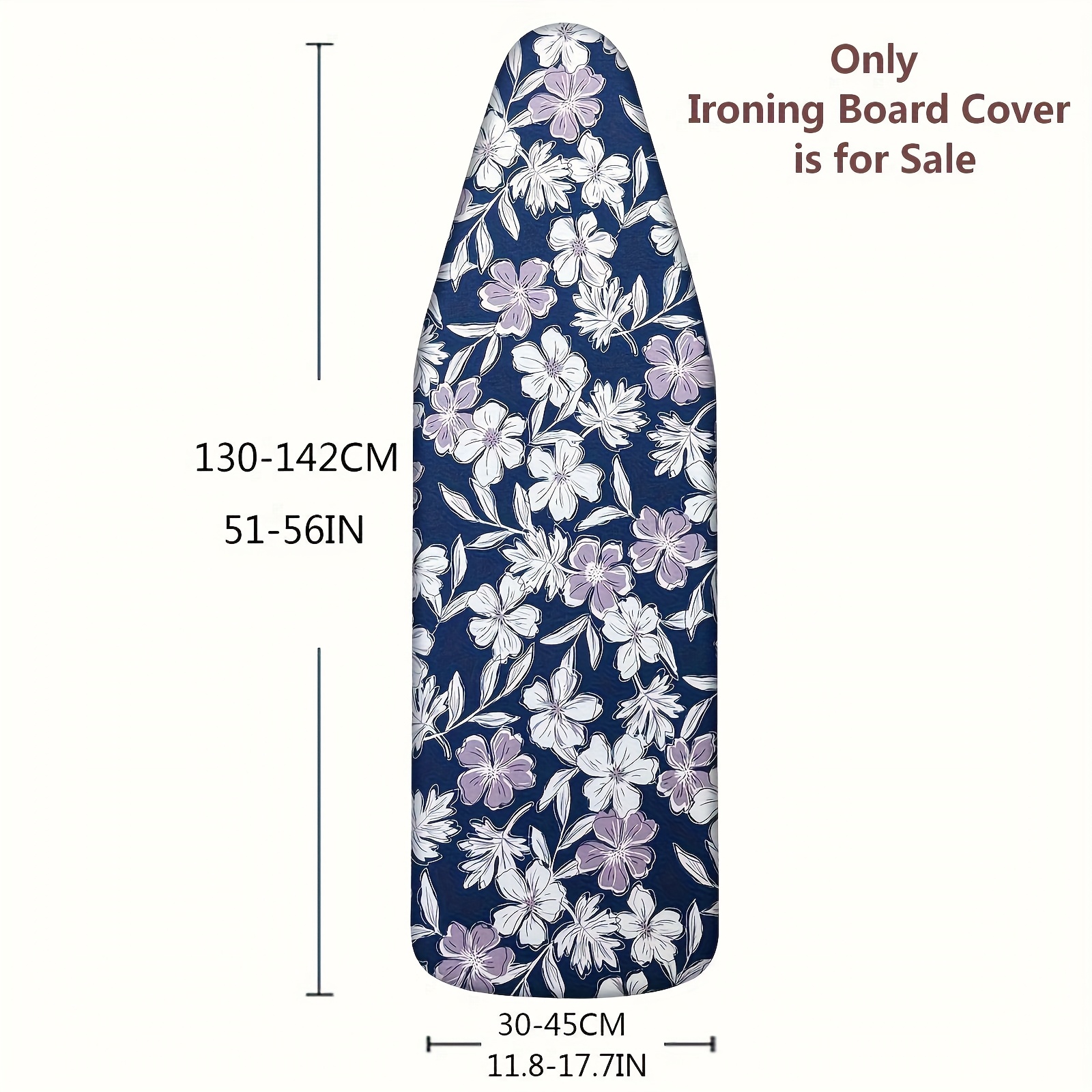 Image of 1pc White & Purple Printed Ironing Board Cover, Enlarged Size And Thick Padding For Easier Ironing, Heat Reflective & Fabric Ironing. Vintage Aesthetic | Decorative Laundry Room Home Decor