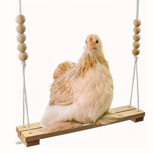 chicken swing toy for coop handmade natural safe wooden additions large durable perch ladder for poultry run rooster hens chicks pet parrots macaw entertainment stress relief for birds