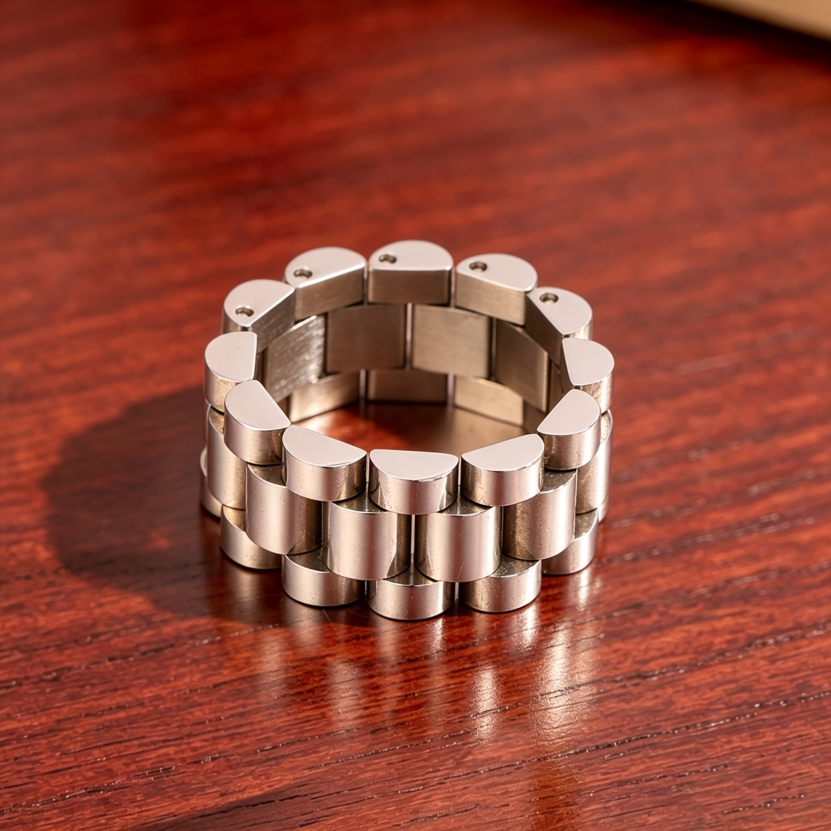 2pcs Glittering Fine-loop Stainless Steel Rings, Unisex
