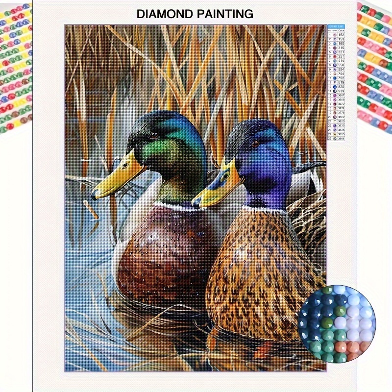 

5d Diamond Painting Kit For Adults, Ducks In Pond Theme Full Drill Art Set, Round Diamond Mosaic Craft Canvas, Diy Wall Art Home Decor (11.8" X 15.8") Without Frame - Ideal For Beginners & Enthusiasts