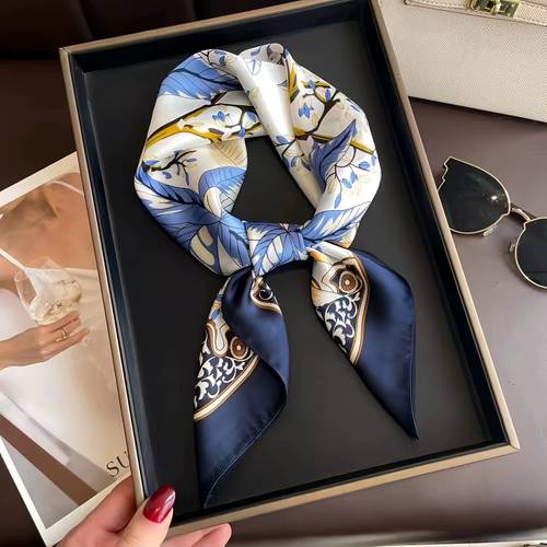 27 5 inch printed square towel elegant fashion accessory versatile for beach parties and casual suitable for spring summer and autumn breathable
