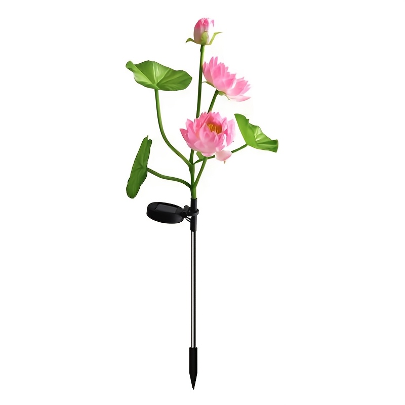 Image of 1pc Solar Powered Lotus Ground Plug-in Lamp, Simulation Garden Lawn Lamp, Suitable For Courtyard, Patio, Lawns, Pathway And Holiday Party, Garden Landscape Lighting