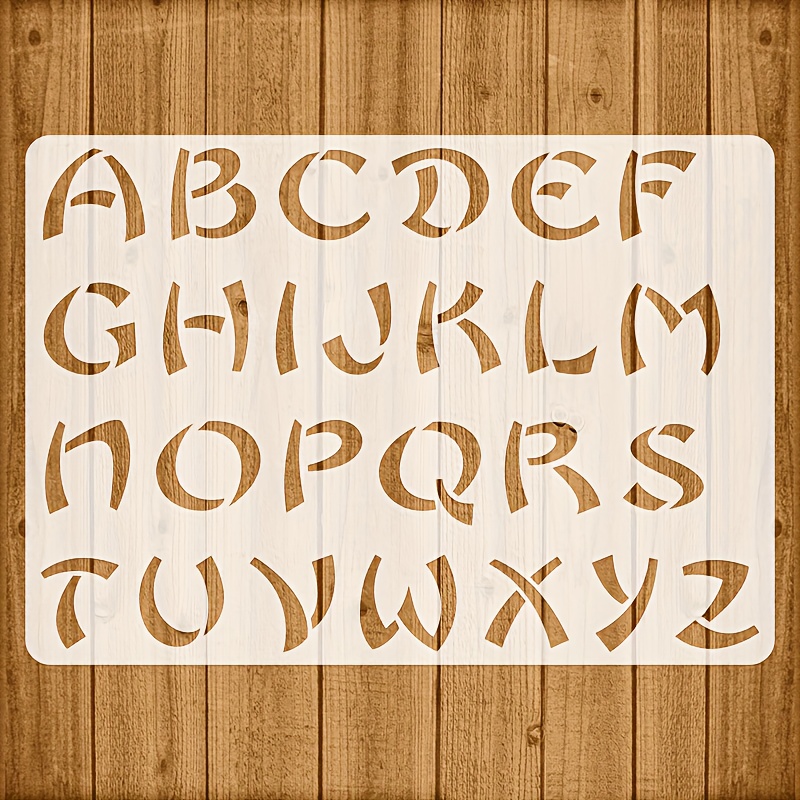 YXHZVON Set van 45 letters en cijfersjablonen, herbruikbaar, hoofd- en kleine letters, tekens voor kunstschilderijen op hout, scrapbooking