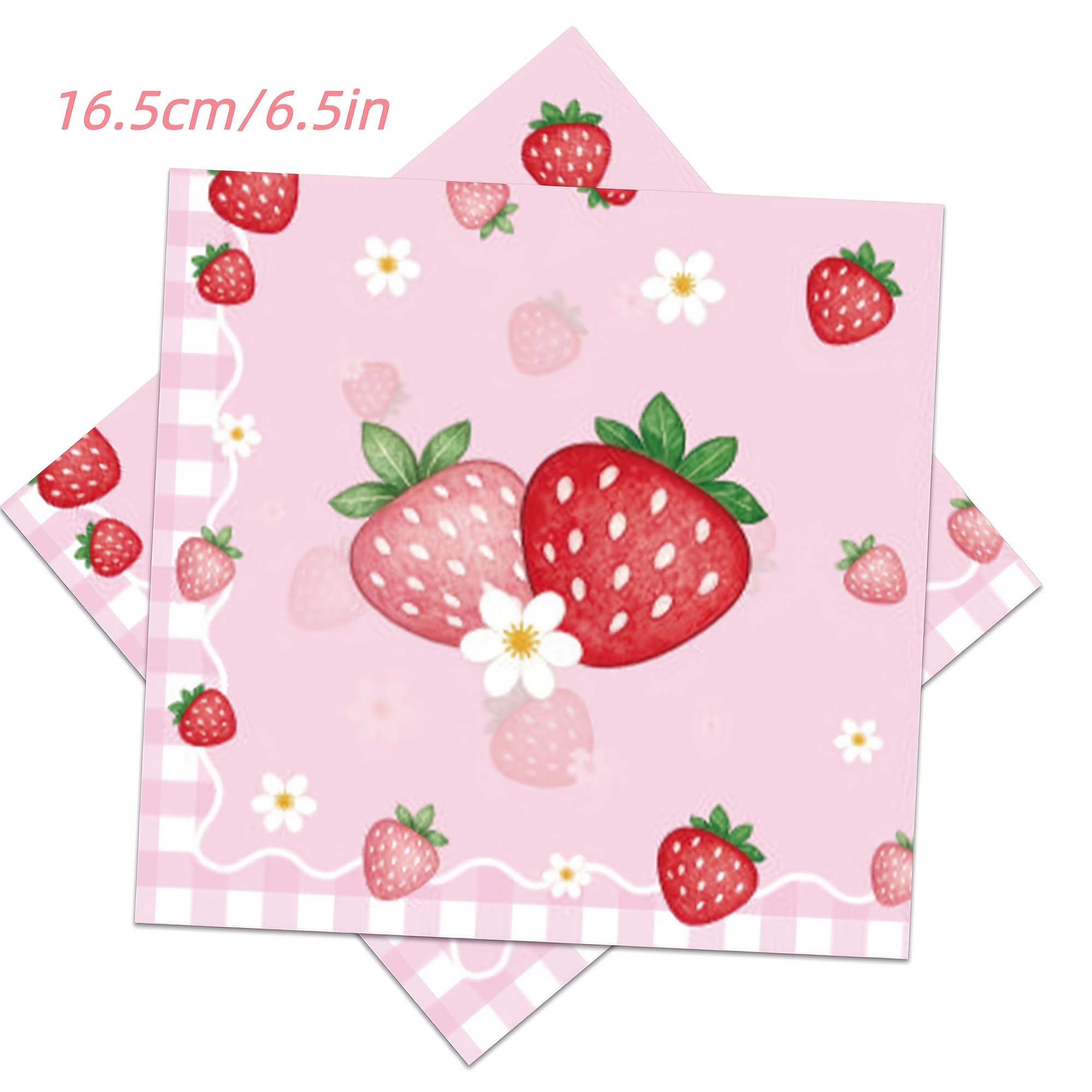 TEMU 20 serviettes de table décoratives à thème pour fête, serviettes en papier d'anniversaire sur le thème des fraises, serviettes de déjeuner,