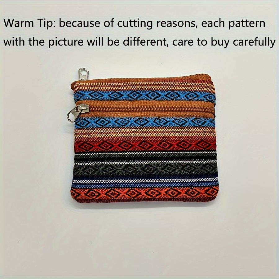 TEMU 1pc Ethnic Style Korean Version Coin Purse, Fabric Handheld Small Cloth Wallet Retro Card Holder Fresh Portable Coin Bag