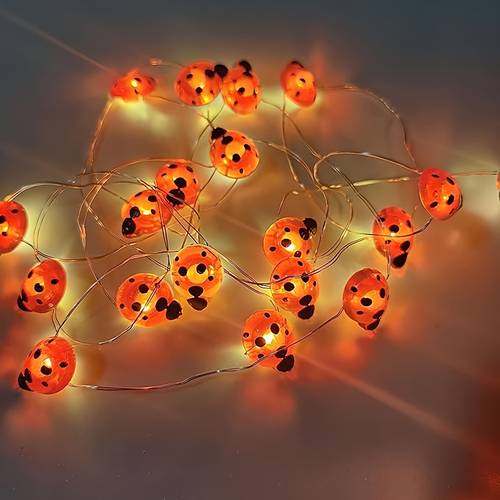 78 inch ladybug string lights 20pcs led indoor decorations birthday party holiday ornaments animal themed decor battery powered battery not included