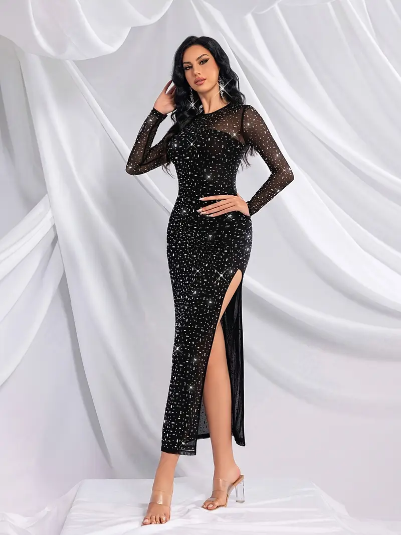 diamond long sleeve prom dress Sweetheart Long Sleeves Sheath Prom Dress with Diamonds