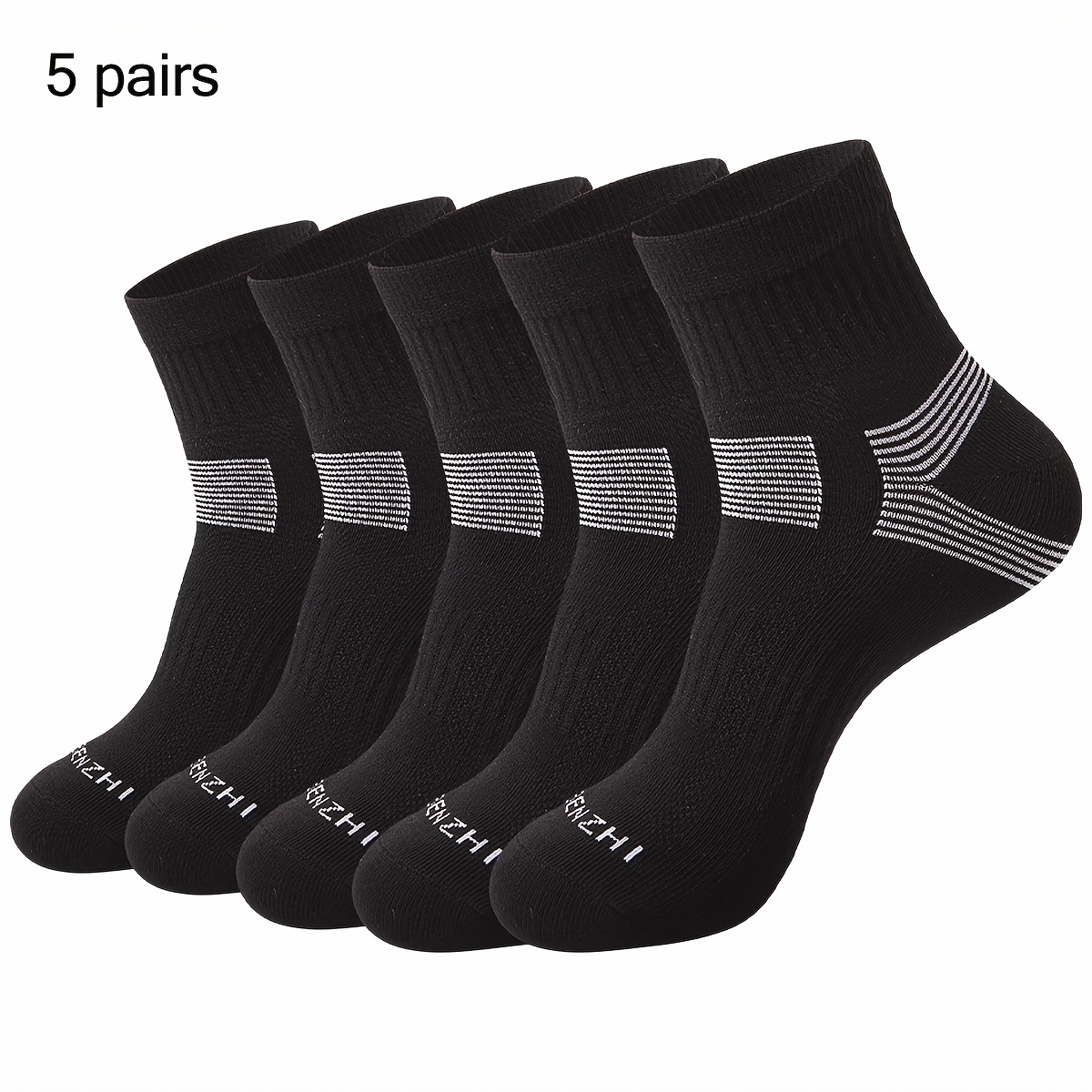 TEMU 5 Pairs Casual Sports Socks | Breathable, Durable, Suitable For Daily Work, Leisure, Home, Running, Fabric, Solid Colors
