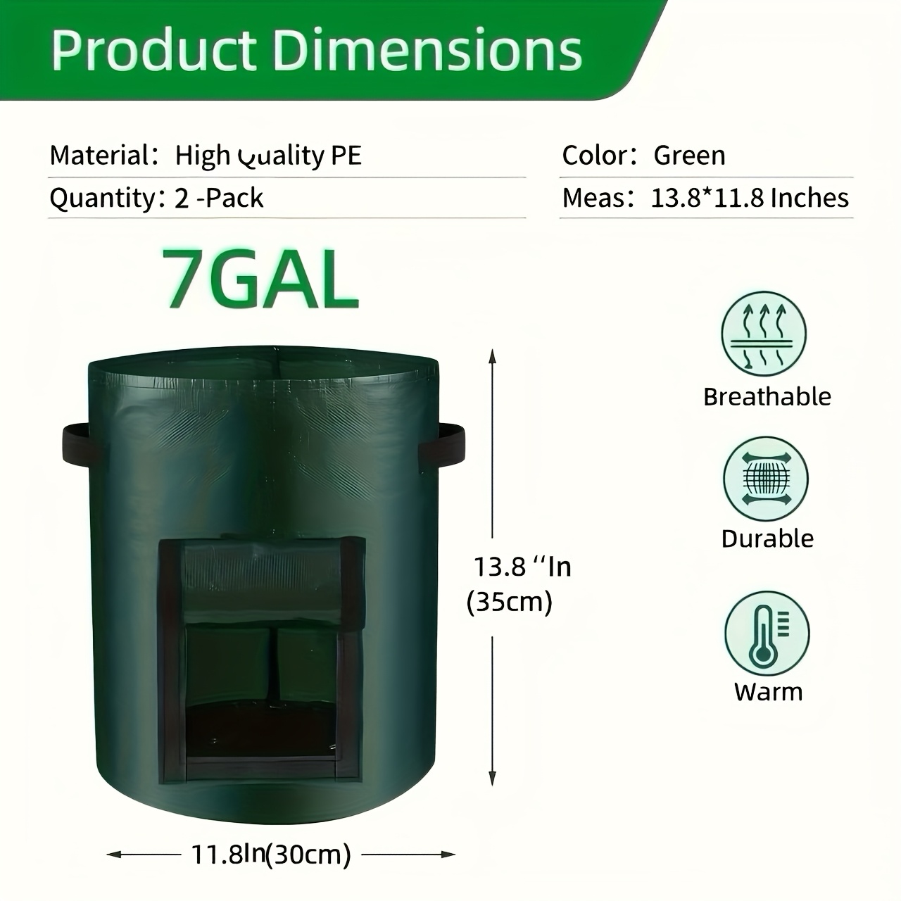2pcs potato planting bags with observation port and water leakage hole made of pe waterproof material reusable
