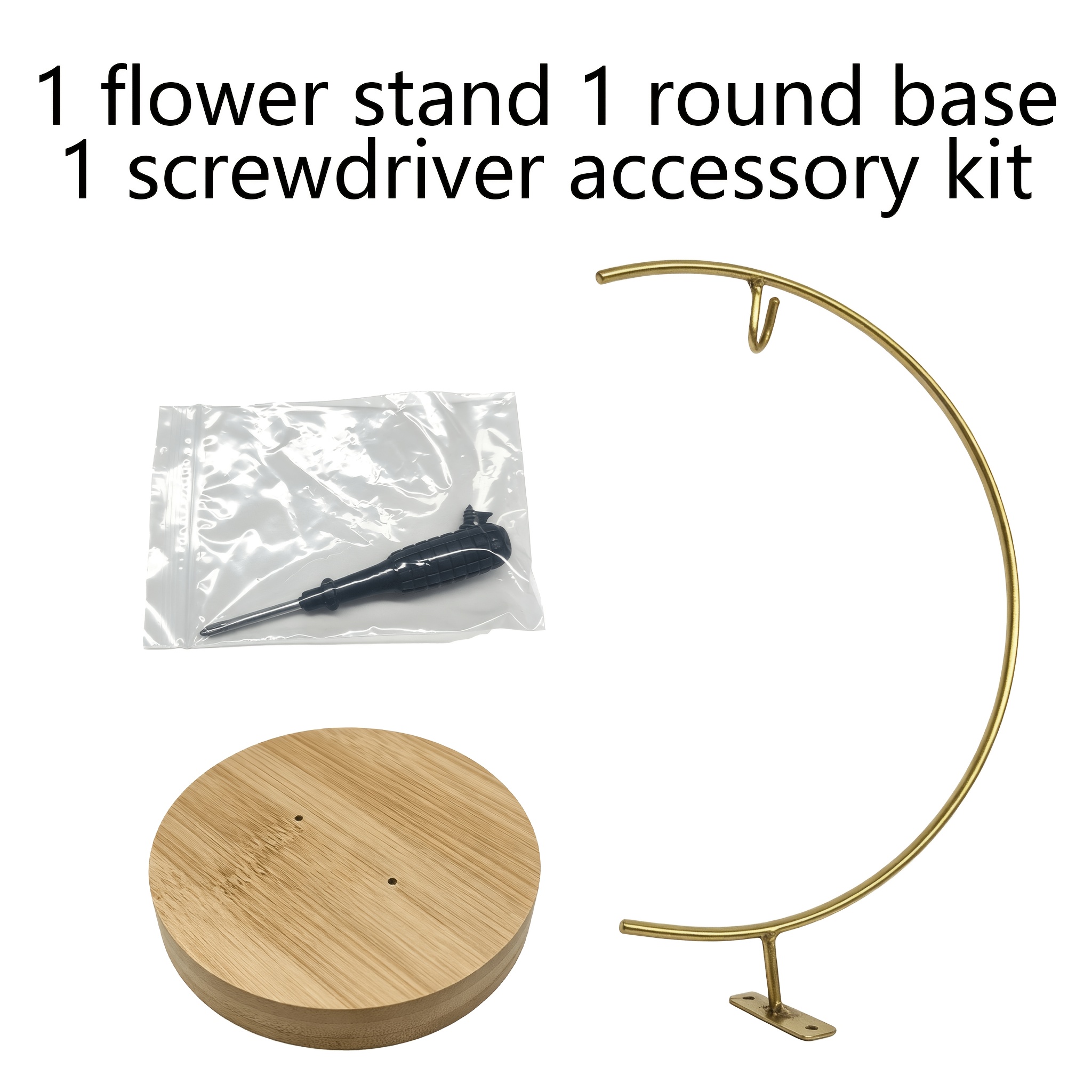 TEMU Decorazione da scrivania in metallo a con supporto a forma in ferro, con base in legno, scaffale in ferro a C per appendere ornamenti a sfera di