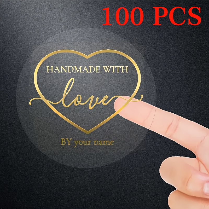 100 Customizable Golden Transparent Stickers, Personalized Handmade Name And Address Labels