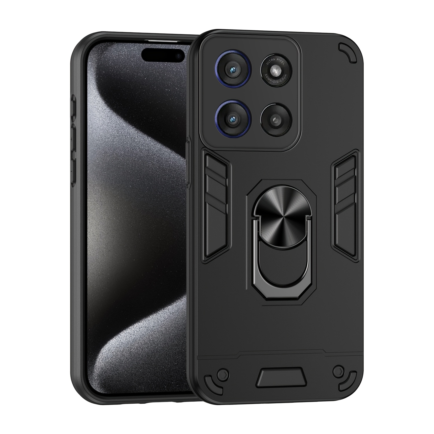 TEMU Phone Case: New Stylish And Cool Phone Case Compatible With Motorola Moto G56 And G86 Series. Features A Rotating Ring Stand, With Lens