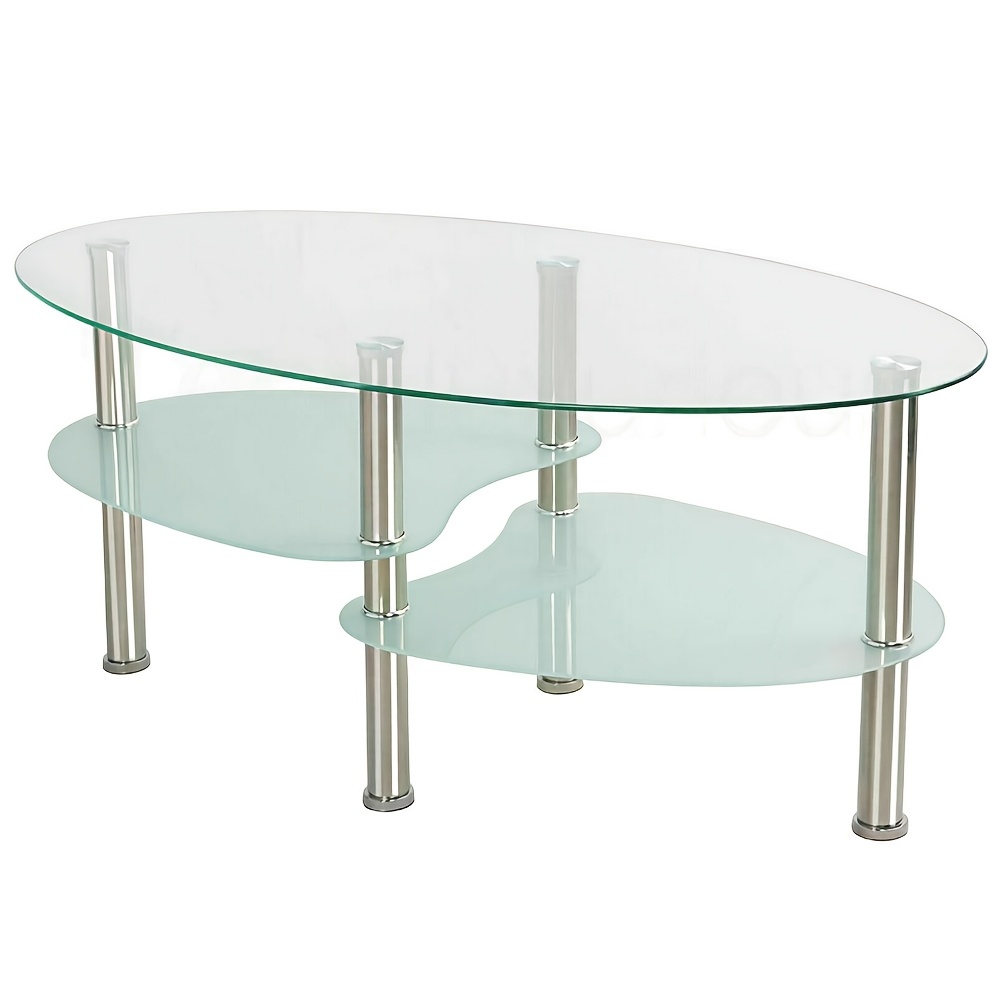 TEMU Tavolino da Caff癡 con 2 Ripiani, Tavolino Laterale/Tavolo per Soggiorno, Tavolino da Estremit�, per Soggiorno e Sala Ricevimento, 90x50x43cm,