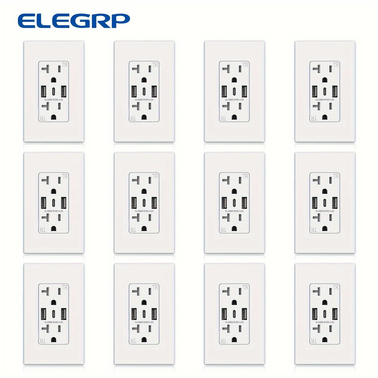 

Elegrp 12 Pack Usb Wall Outlets, 3-ports Usb C Wall Outlets Receptacles, Matte Black 20 Amp Outlets With Usb Ports, Tr Tamper-resistant Usb Outlets, Screwless Wall Plate Included, Ul & Cul Listed