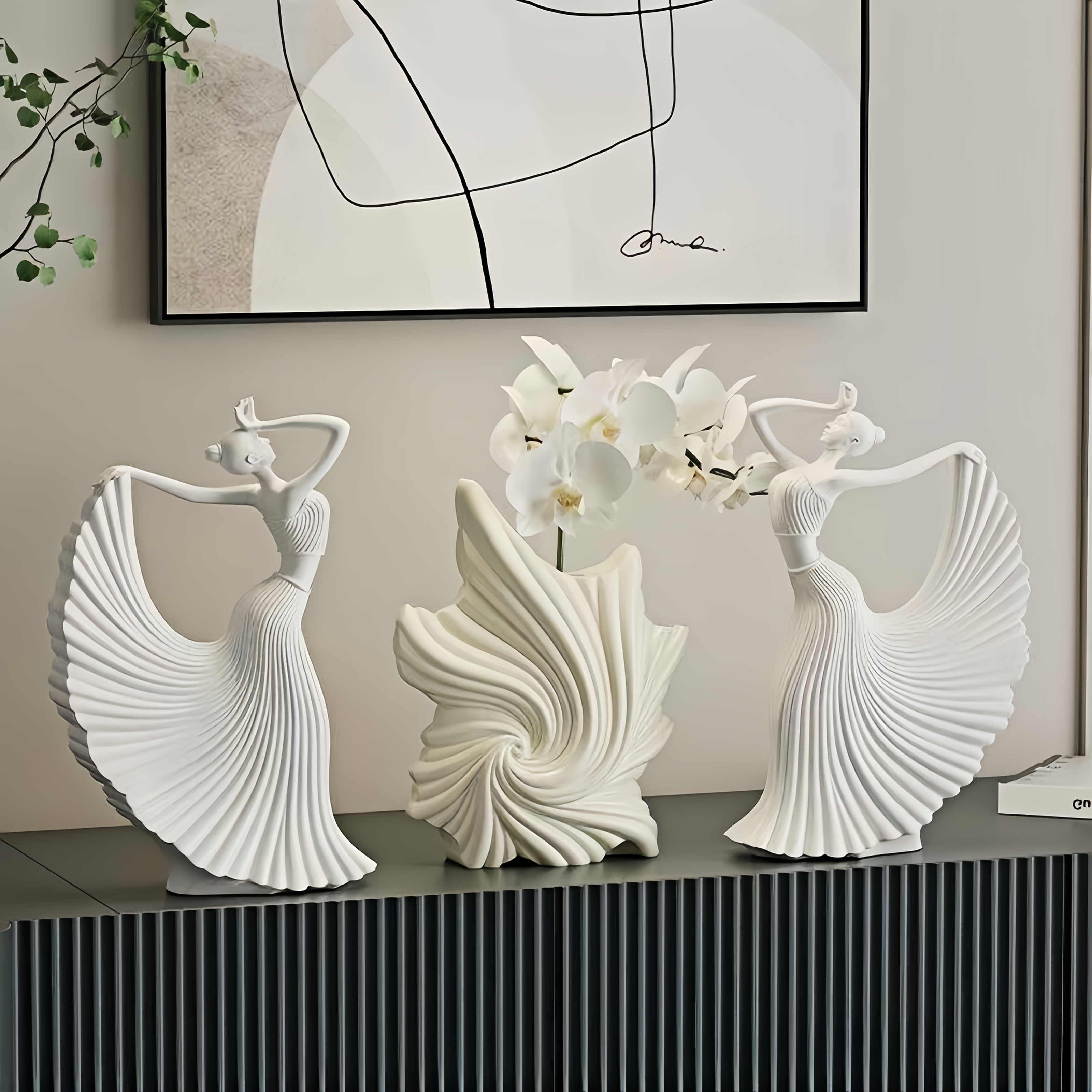 1pc Abstract Dancer Figurine, Resin Art Sculpture, Modern Minimalist Home Decor, Black/White, for Living Room Bedroom Office, Aesthetic Tabletop Ornament