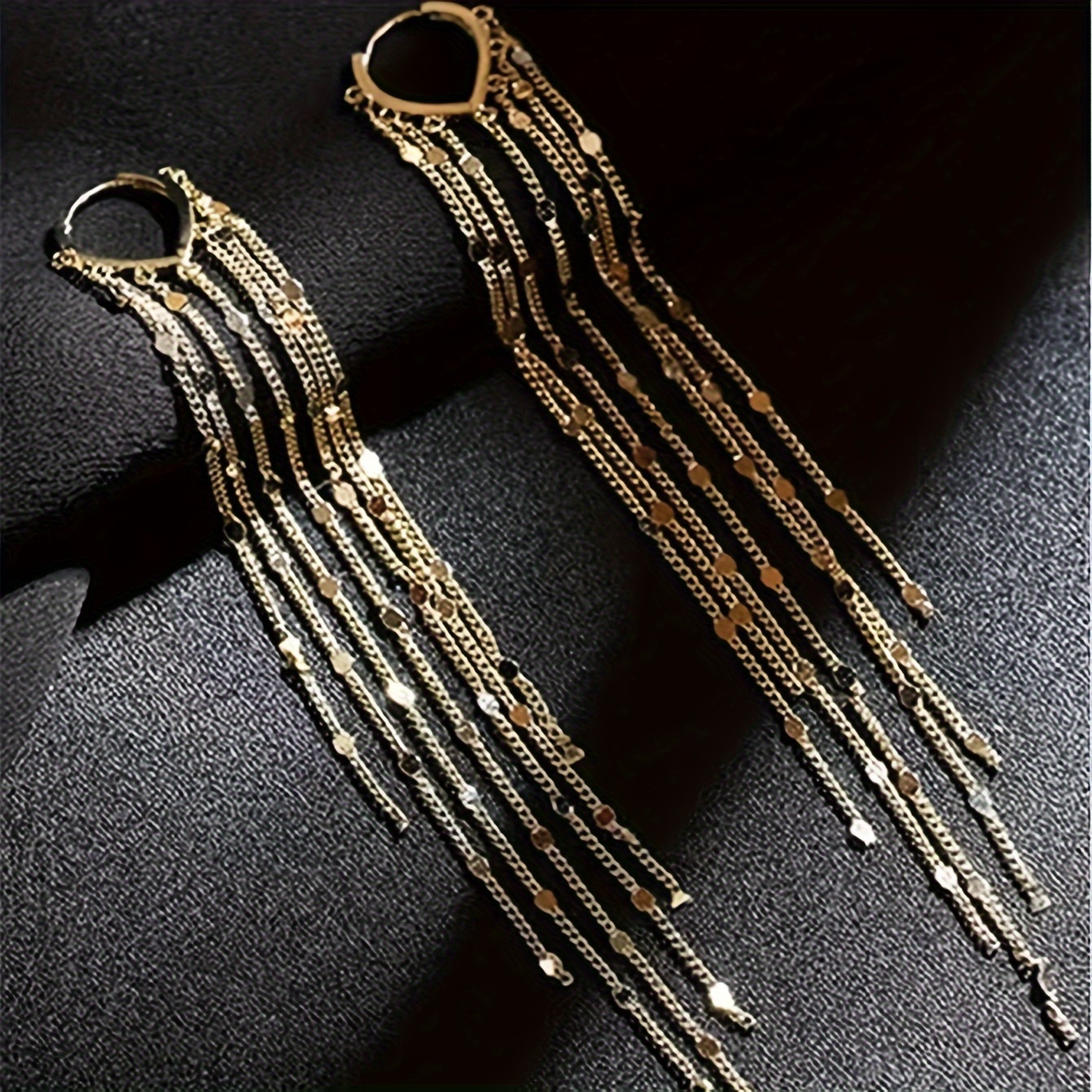 

1 Pair Of Elegant Golden-tone Tassel Drop Earrings For Women - Vintage-inspired Alloy With Cascading Chains & Beads, Or Gifting, Beaded Earrings