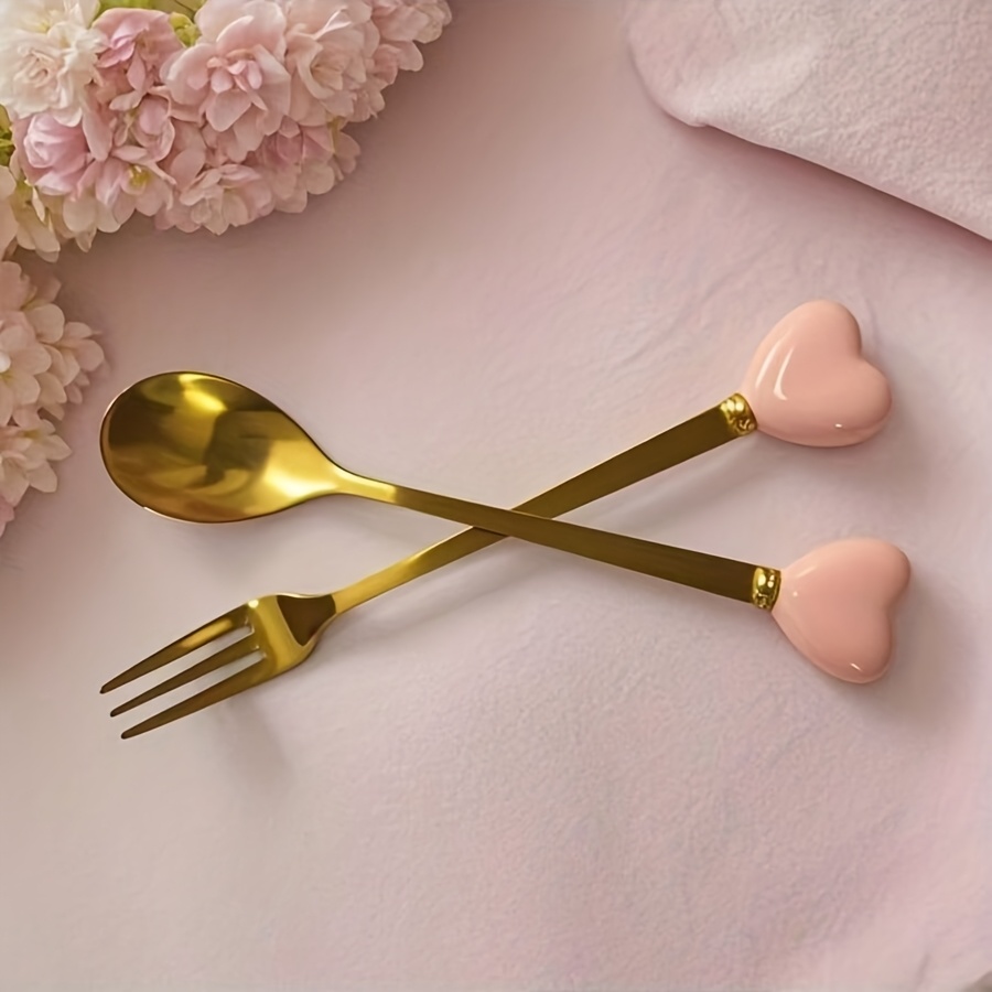TEMU Set Of 2/4 Luxury Stainless Steel Forks And Spoons - Stylish Cutlery Ideal For Afternoon Tea, Weddings, Cafes, And A Wonderful Gift For Women.