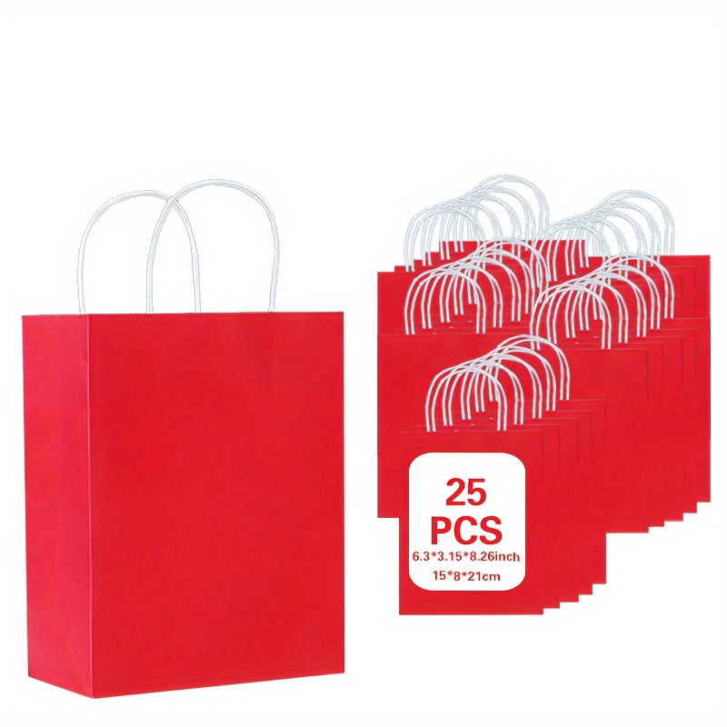 

Red Paper Gift Bags With Handles - Strong Handle & Reinforced Square Bottom - Ideal For Birthday Party Favors, Baking Supplies, Small Pastries, Candy Bags, And Birthday Goody Bags