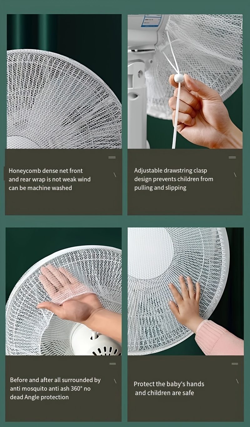 1pc washable fan dust cover   fabric safety net for home office use details 9