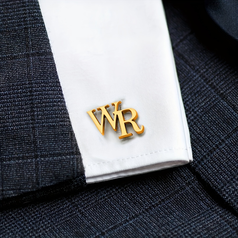 TEMU Double-letter Cufflinks, Simple And Elegant Initial Stainless Steel Cufflinks For Men And Women, Shirt Cufflinks, Language To English Letters,