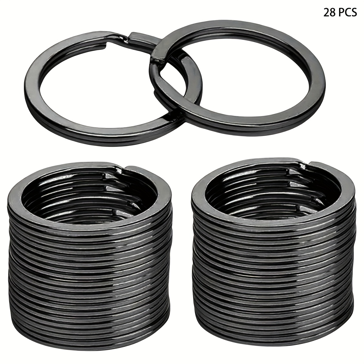 Image of 28pcs 1-inch Rings, Flat Metal Key Rings For Home Organization, Car Keys, Diy Crafting (5 Colors)