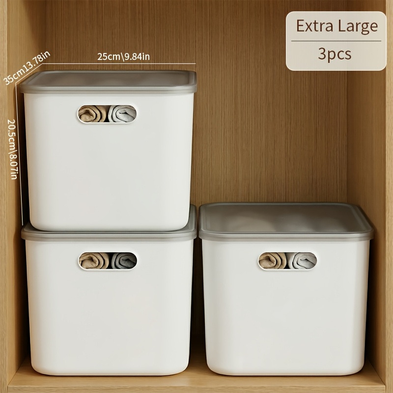 3/4pcs Stackable Clear Bins with Lids for Closet Organization