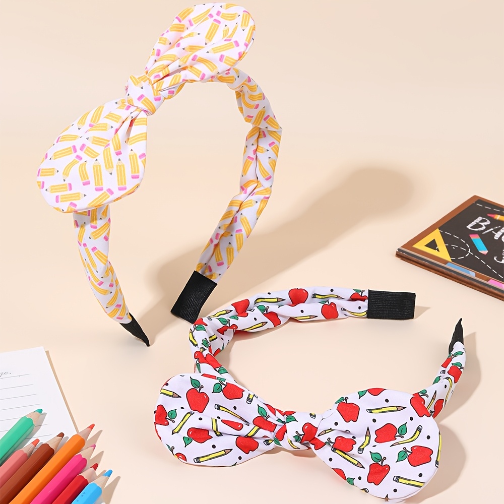 TEMU 2pcs Pencil Headbands For Sweet Knotted Hair Bands Back To School Headbands Accessories For Homecoming