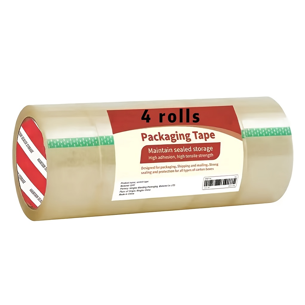 TEMU 4 Rolls Of Heavy Duty Carton Sealing Tape - 60 Yards Per Roll, Non-waterproof Adhesive For Packing, Moving, And Storage - On Plastic, Glass, And