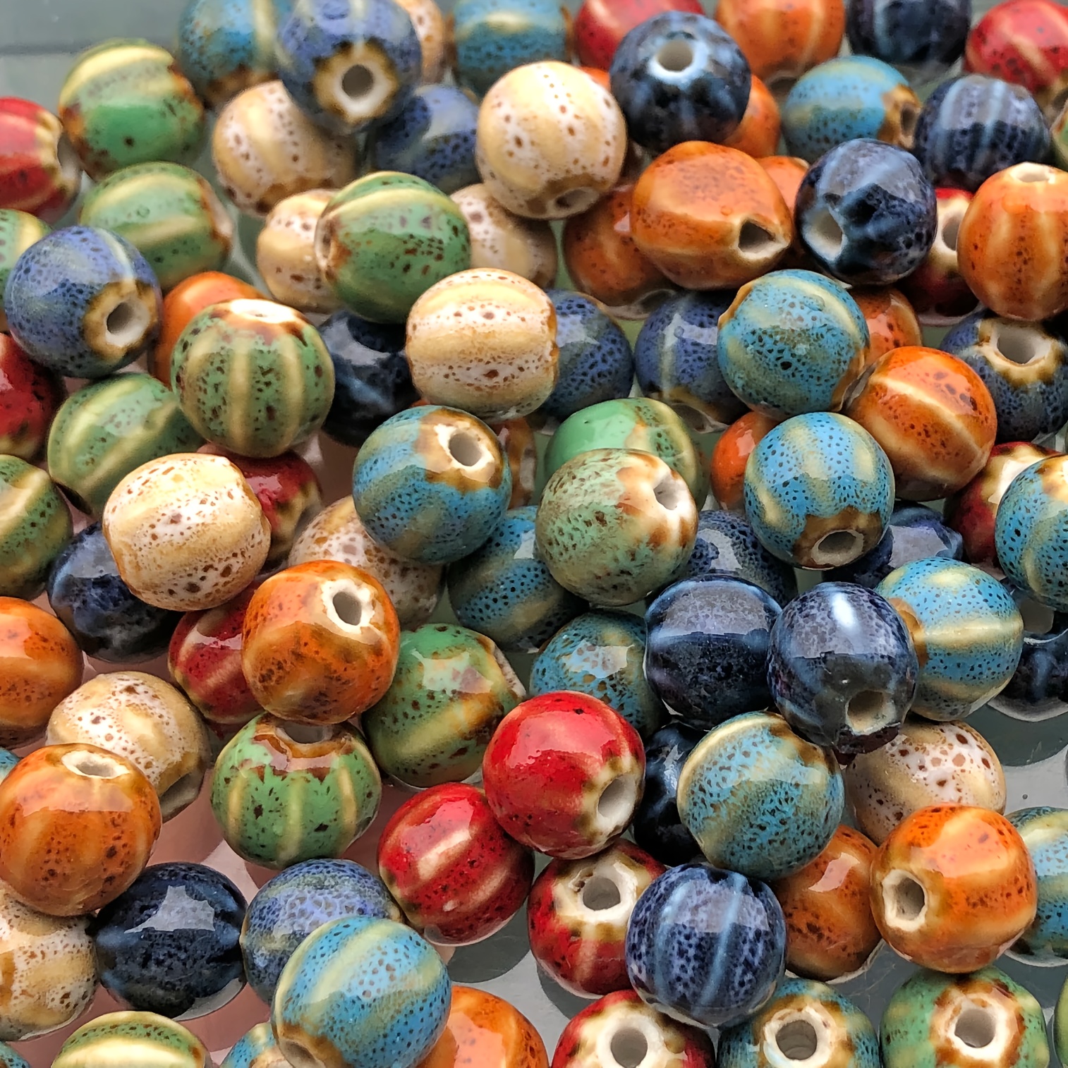 10pcs Ceramic Pumpkin Colour Porcelain Beads